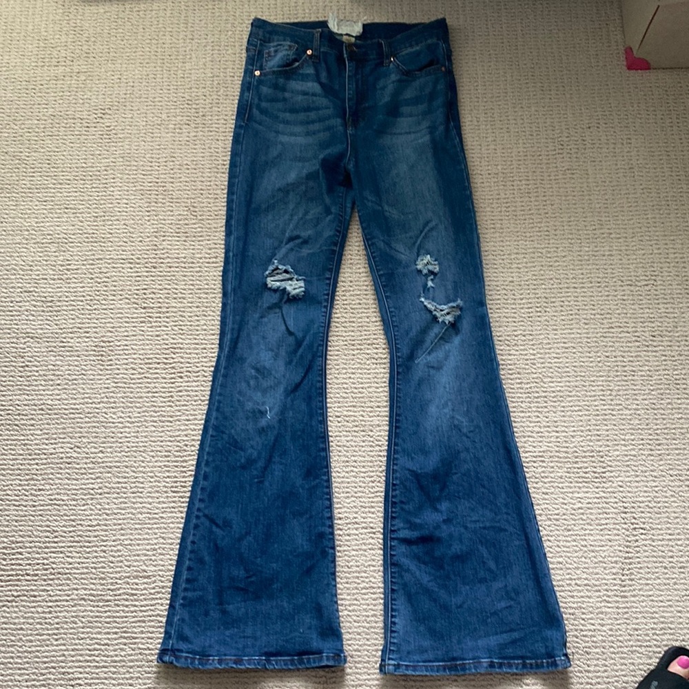 Flare Jeans- High Rise Dark Wash